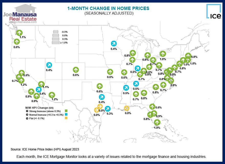 Map that shows how home prices are changing across the US