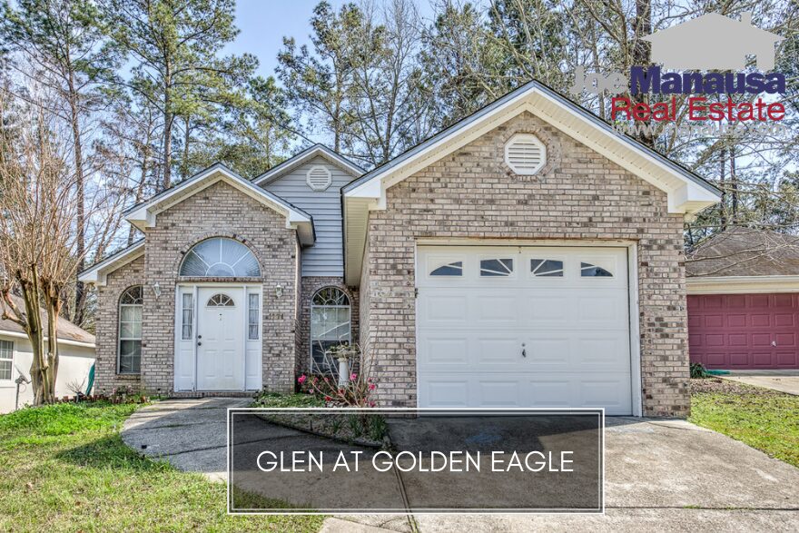 Situated just across the lake from the Golden Eagle golf course and enjoying access to A-rated public schools, the three and four bedroom homes in the Glen at Golden Eagle are very popular these days.