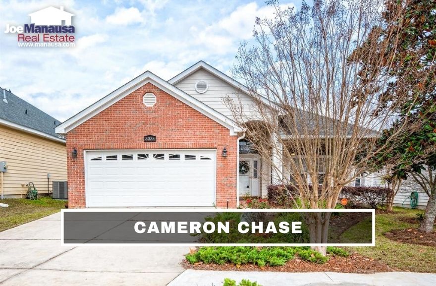 Cameron Chase in NE Tallahassee has 132 three and four-bedroom single-family detached homes that were all built from 2002 through 2005.