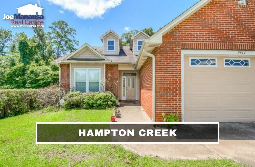 Hampton Creek. Tallahassee FL Hampton Creek is a small but popular relatively new east-side Tallahassee neighborhood with roughly 200 single-family attached and detached homes.