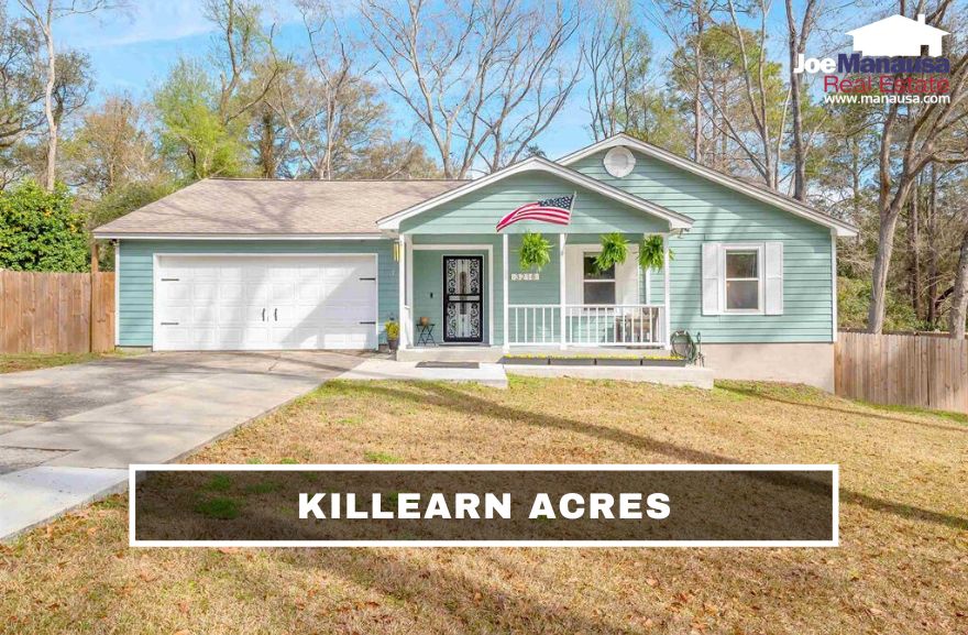 Killearn Acres Tallahassee FL Killearn Acres contains roughly 1,450 four and three-bedroom single-family detached homes with prices close to Tallahassee's median home price.