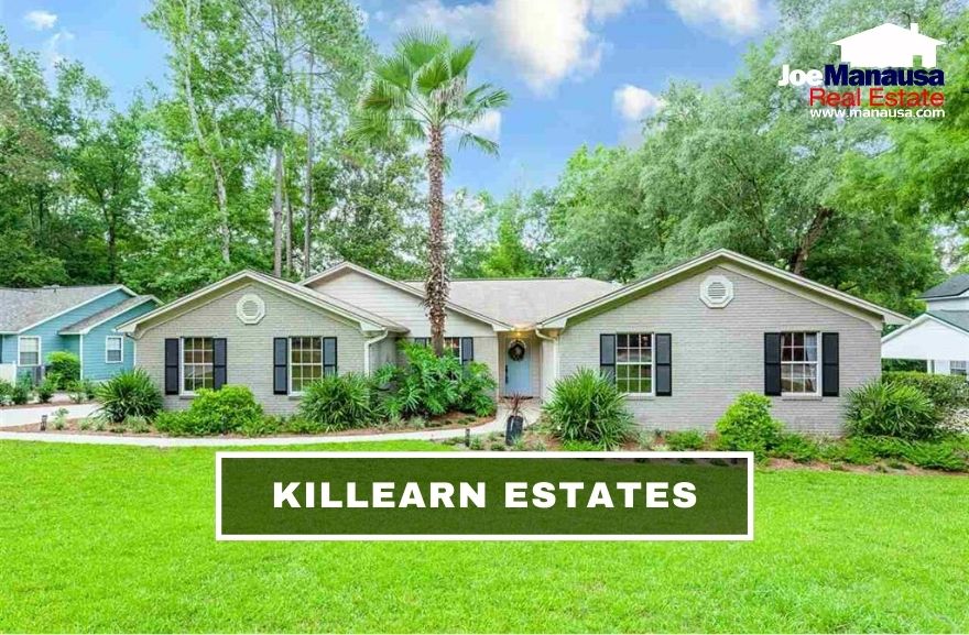 Killearn Estates in NE Tallahassee contains more than 3,800 two, three, four, and five-bedroom homes that were all built since the mid-1960s.