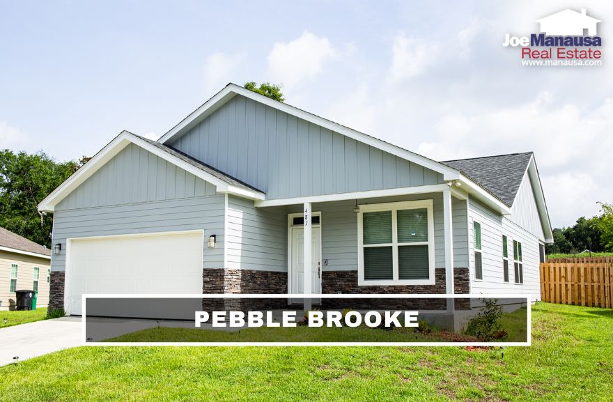 Pebble Brooke Tallahassee FL Pebble Brooke is located north of Tram Road, just a few minutes from Southwood, so residents enjoy access to various shopping and entertainment venues while living in modern craftsman-style homes.