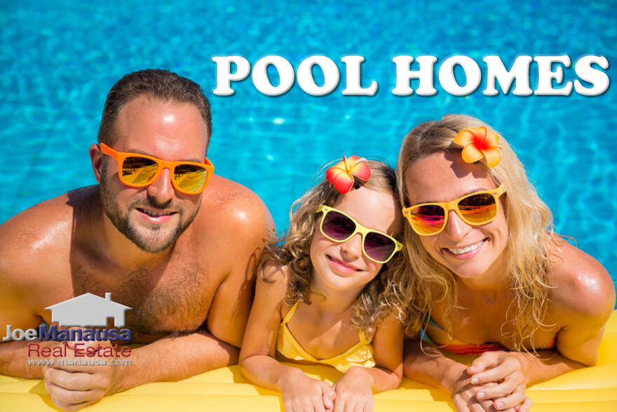 It's going to be a hot summer, so why not buy a home with a swimming pool and enjoy it!