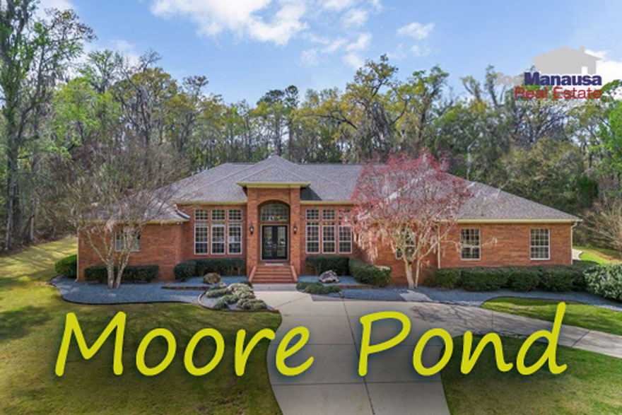 Moore Pond stands out as a unique gated community in Tallahassee, known for its luxurious homes set in a secluded environment and centered around a picturesque pond.