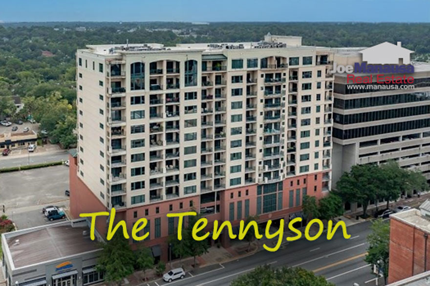 The Tennyson is a prominent downtown Tallahassee building featuring 90 carefully designed condos with covered parking and far-reaching city views.