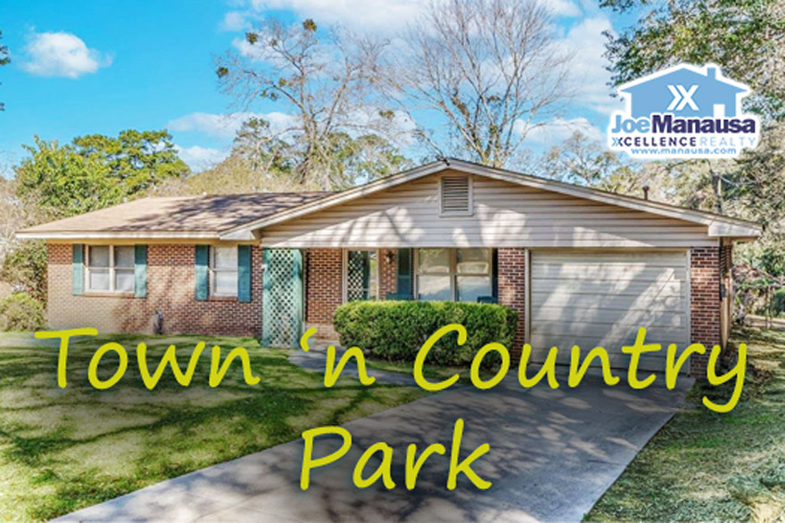 Located in northwest Tallahassee, Town N Country Park features homes constructed from the 1960s to the 1990s, available in single and two-story designs.