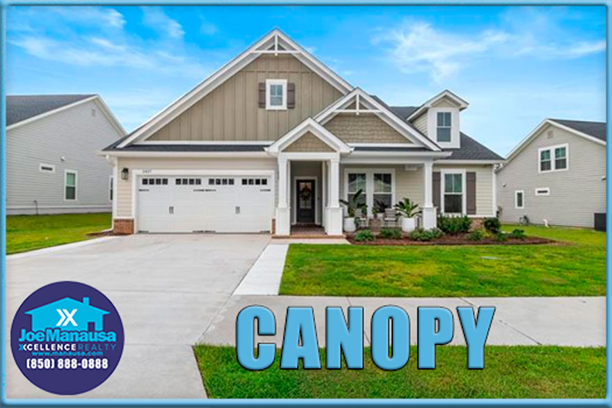Canopy Tallahassee FL Situated in northeast Tallahassee, Canopy is an eight-year-old enclave celebrated for its verdant landscape, contemporary homes, and upscale amenities. Planned with sustainability at its core, the community offers a refined living experience.