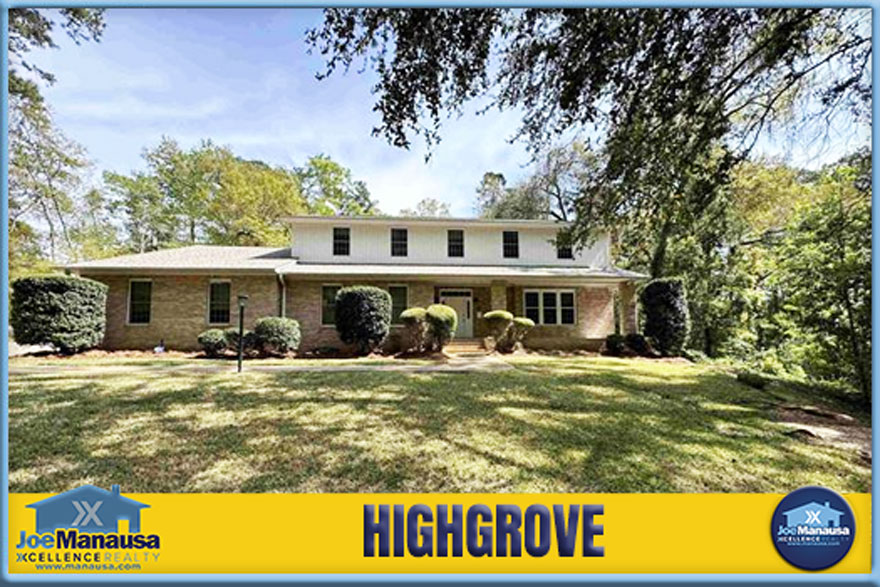 Highgrove, in northeast Tallahassee, features large homes built in the 1980s and 1990s, often updated with modern finishes, on half- to full-acre lots.
