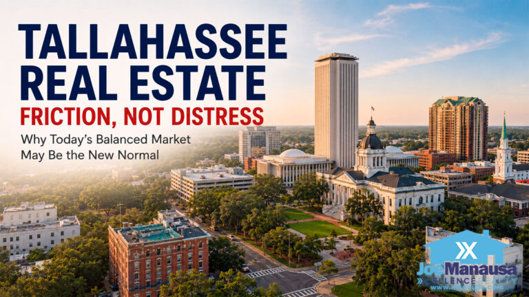 Tallahassee real estate market report on why today’s balanced housing conditions show friction, not distress.